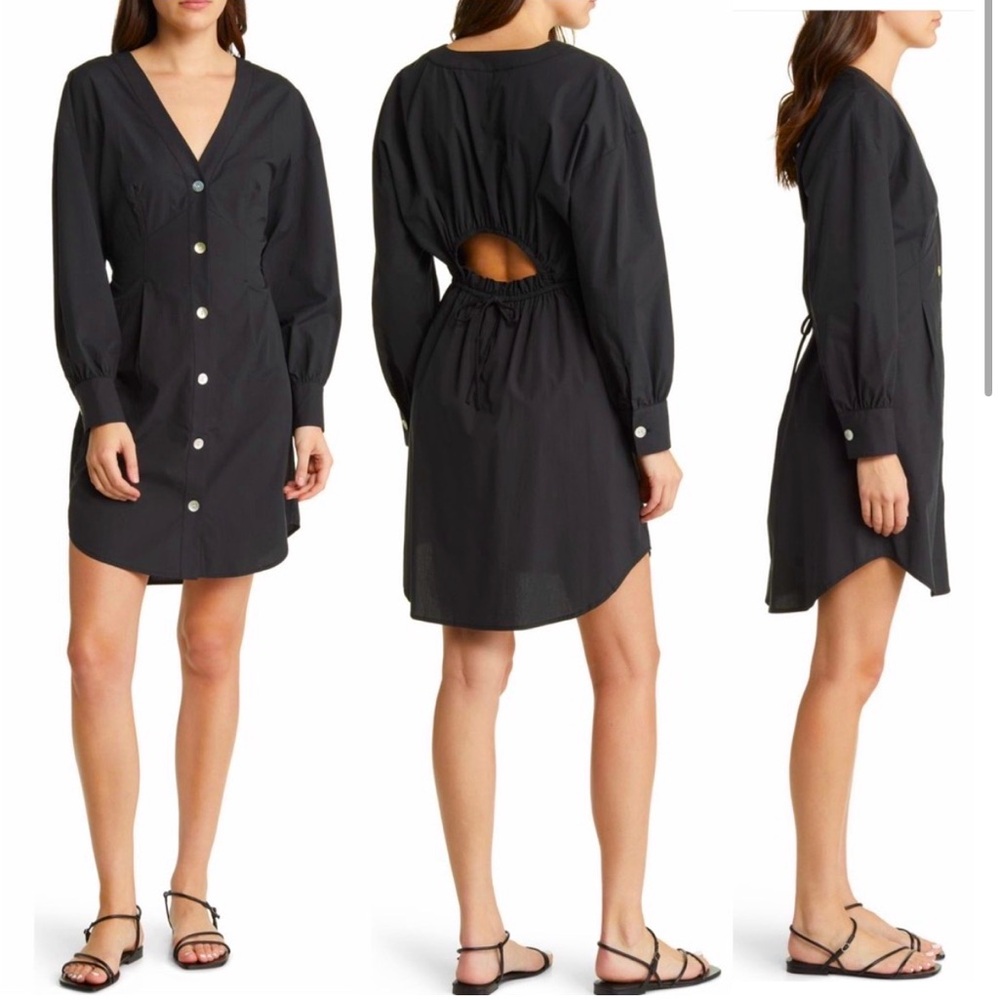 Rails Jaclyn Cutout Back Shirt Dress in Black